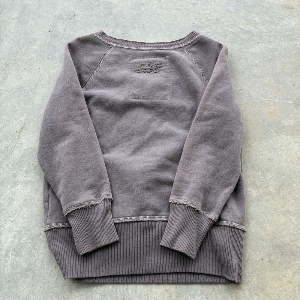 Abercrombie Kids Large Pullover Moose Logo Button Neck Sweatshirt Purple Y2K - Picture 4 of 4